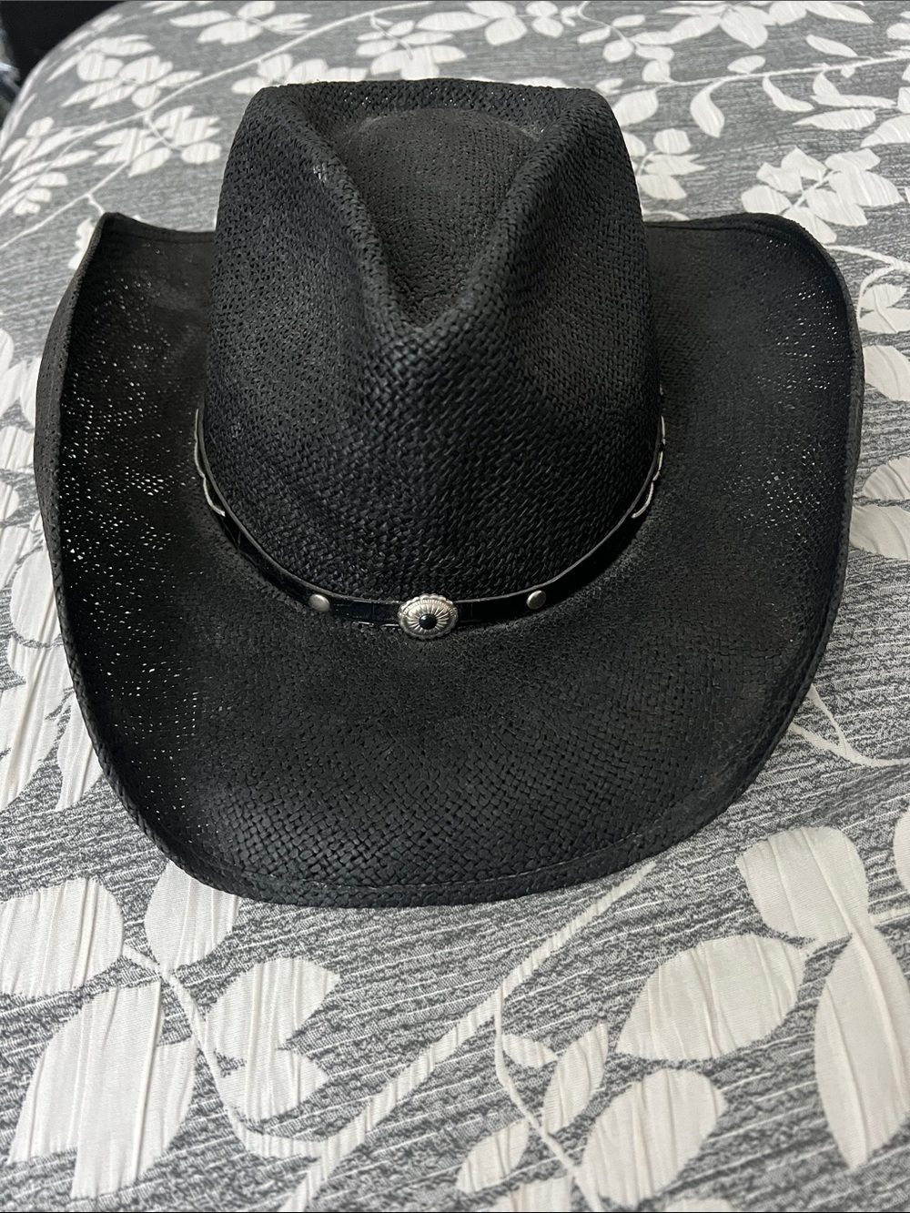 Women’s Stetson Black Straw Cowboy Hat with Concho Band